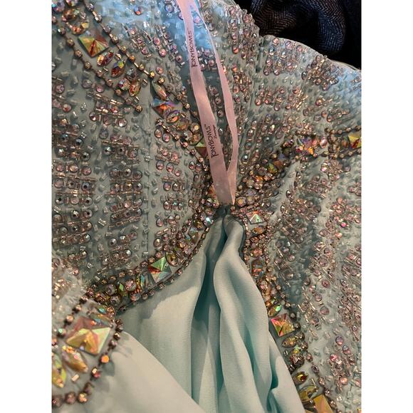 Tony Bowls Formal Gown Evening Dress Mint Teal Strapless Sweetheart Jewel 2 - Picture 8 of 11